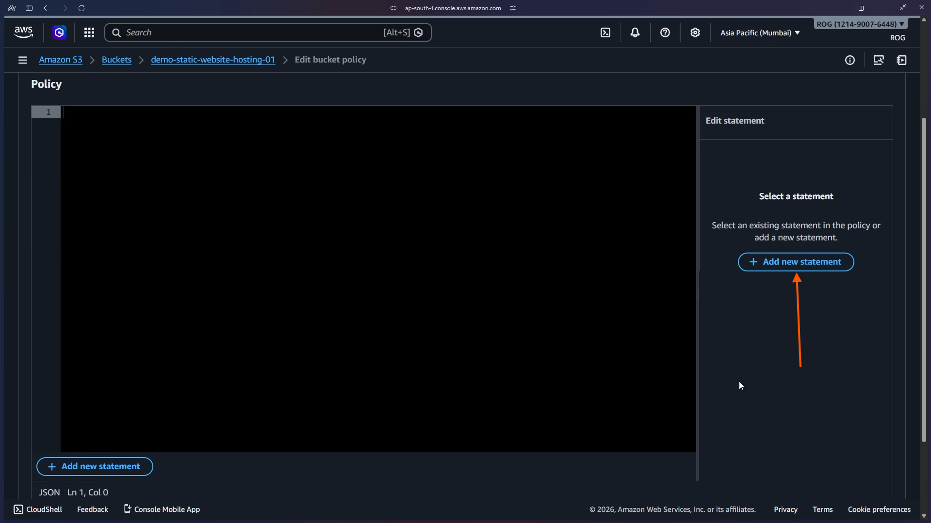 Click Add statement or Policy generator
