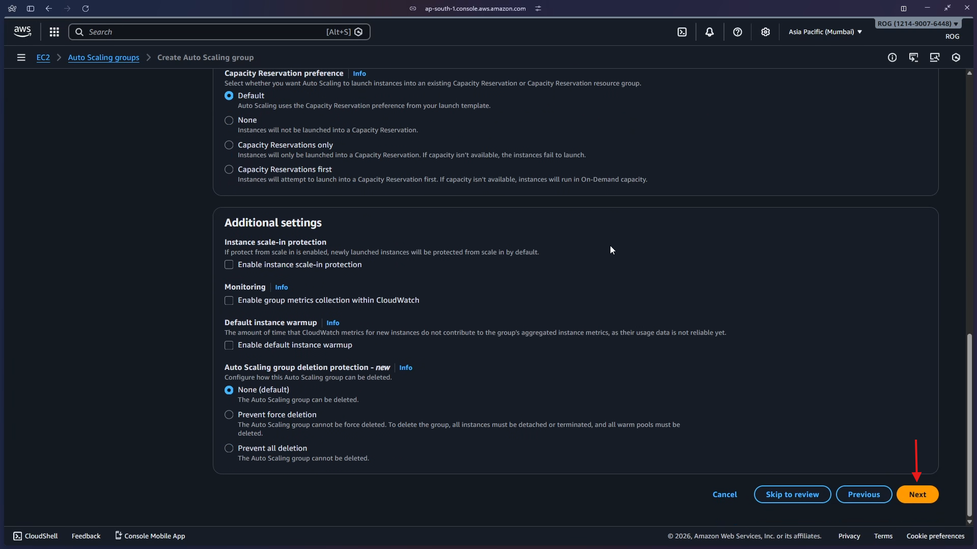 Additional settings – click Next