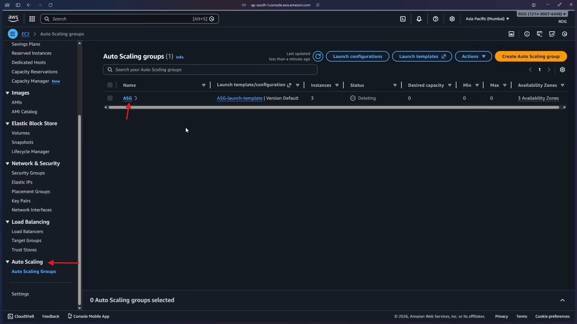 ASG status – Deleting