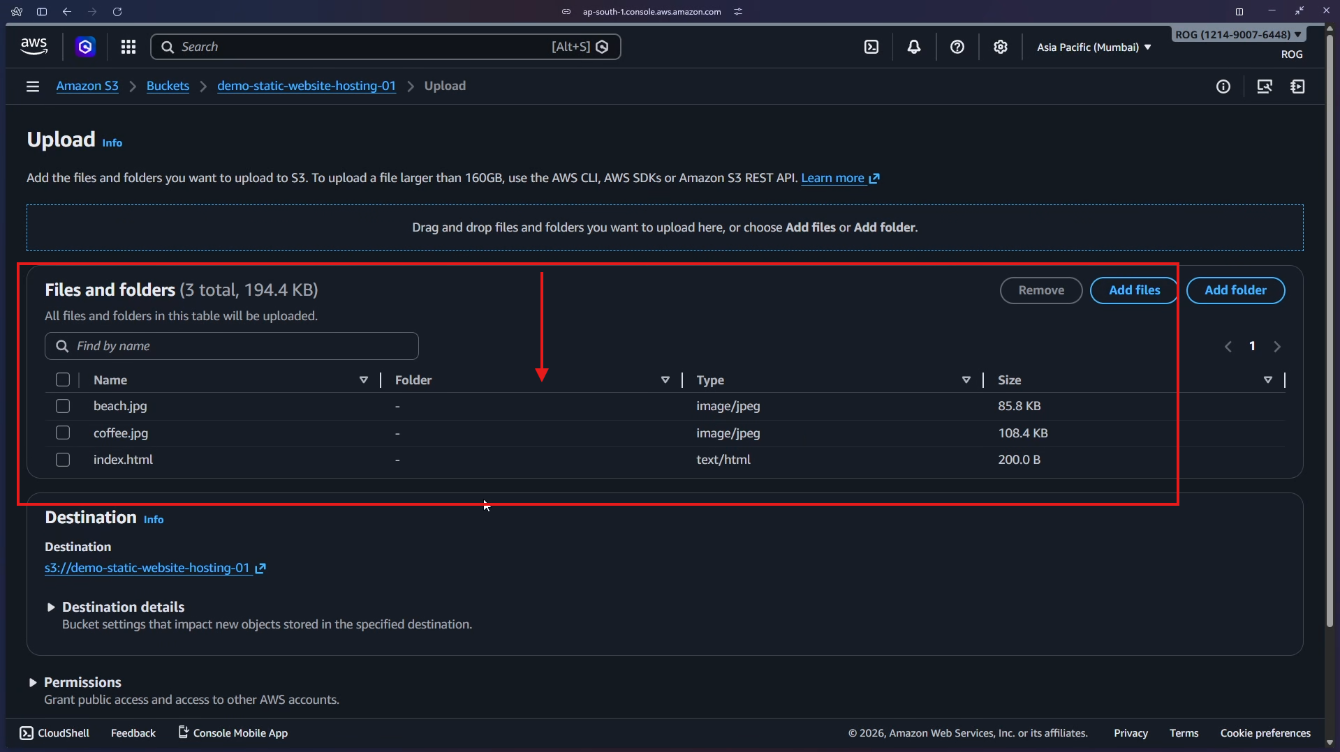 Upload wizard – add files