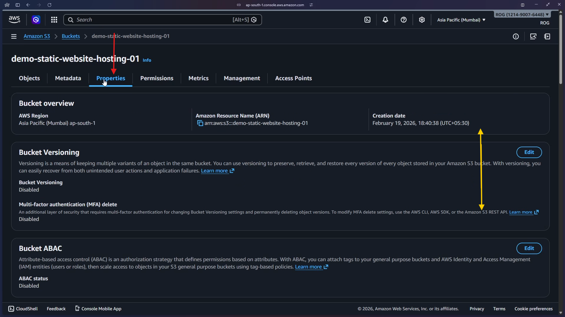 Click Properties tab
