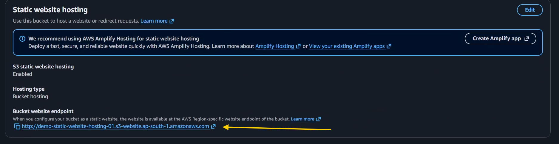 Copy bucket website endpoint