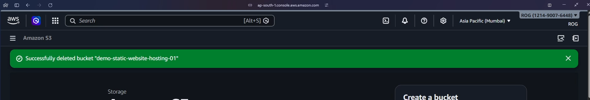 Bucket successfully deleted