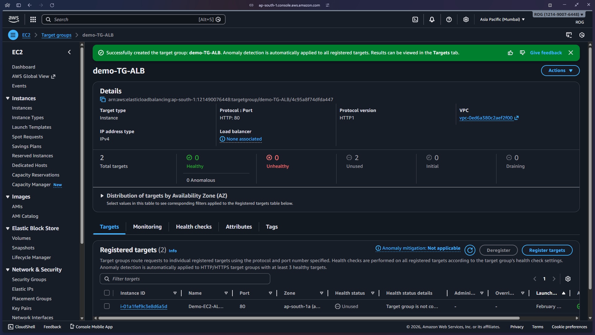 Target group created confirmation