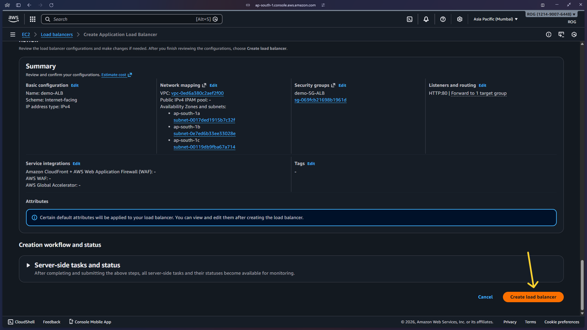 Click Create load balancer