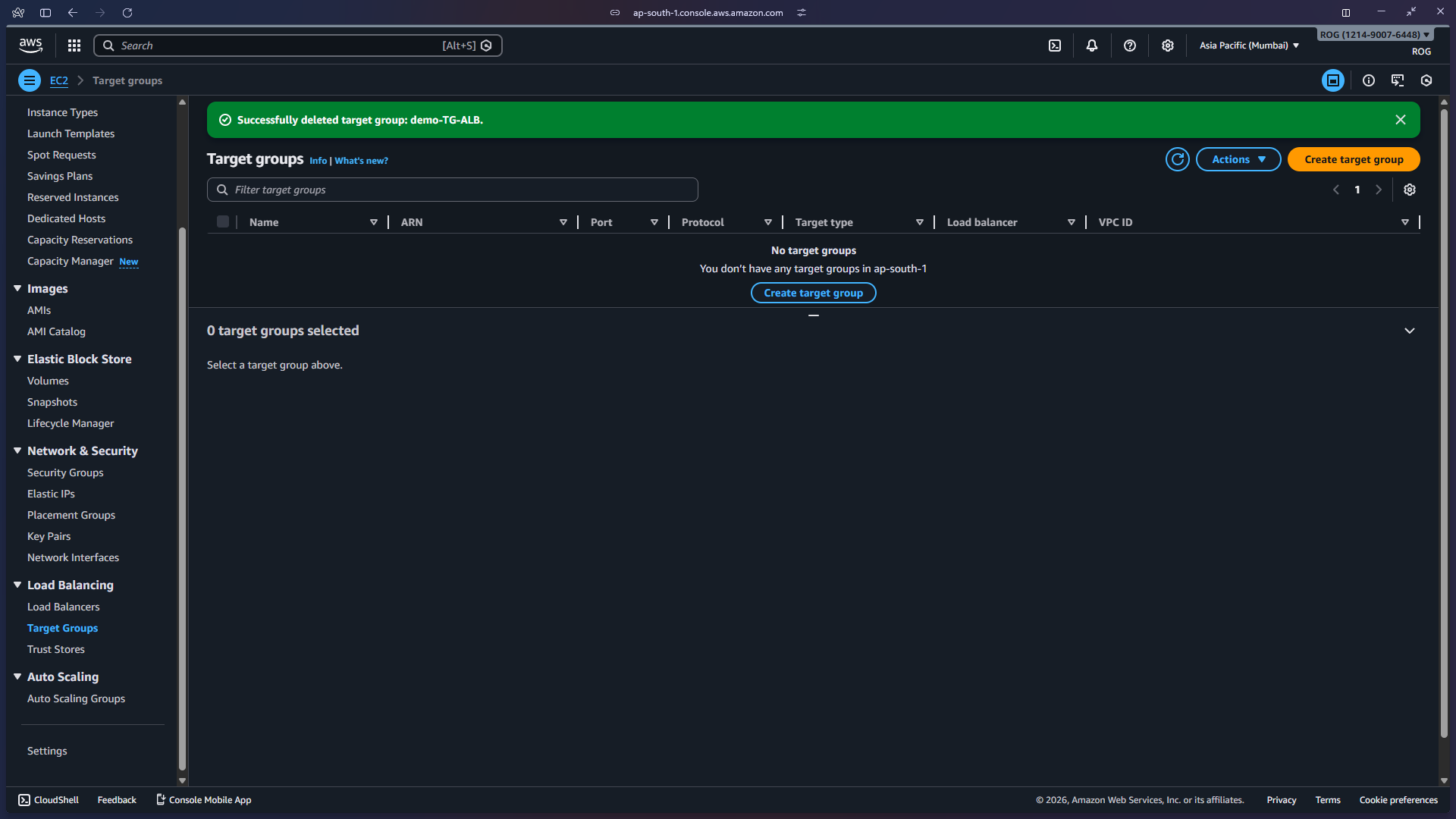 ALB deleted successfully