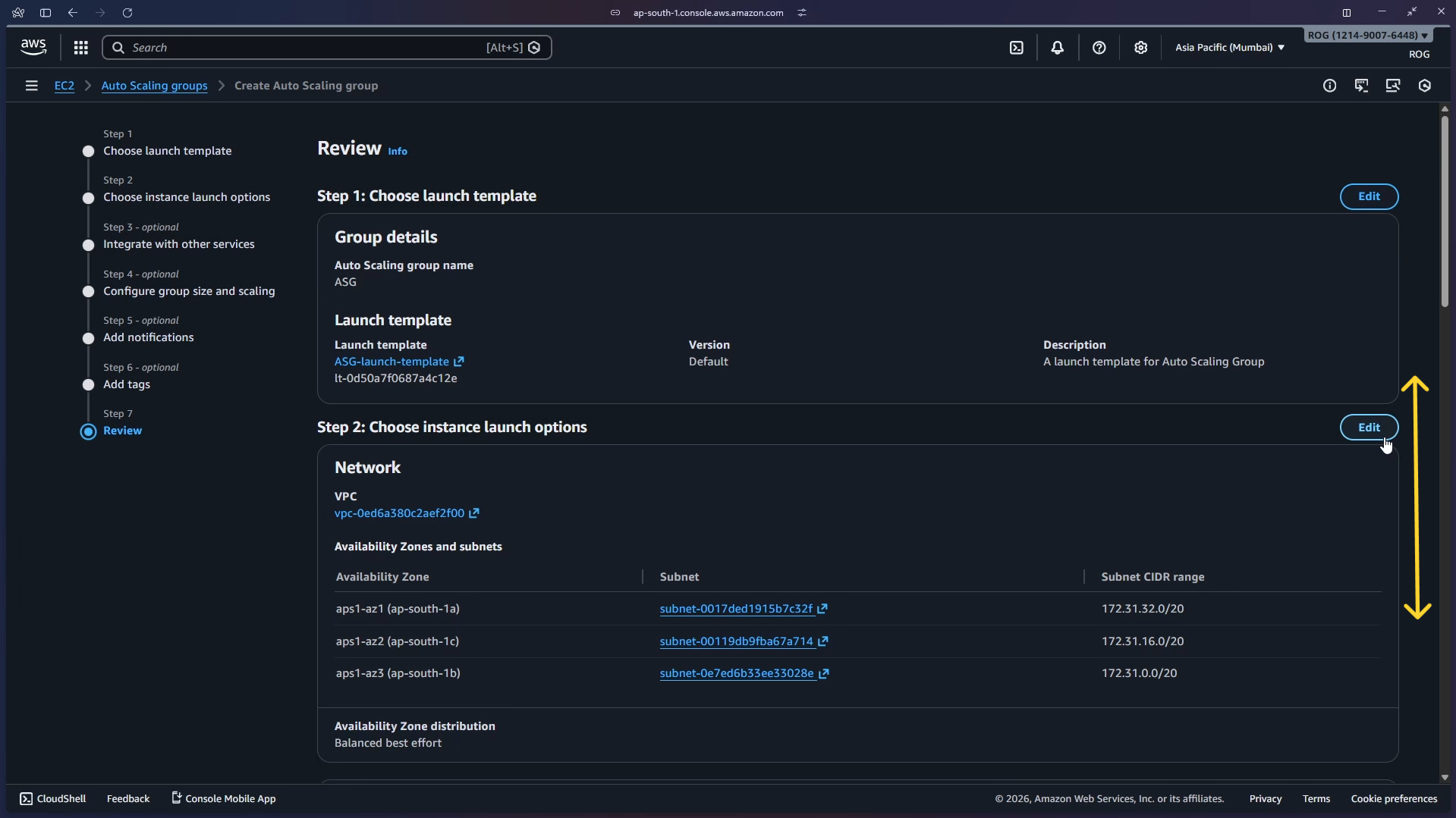 Review page – verify all settings