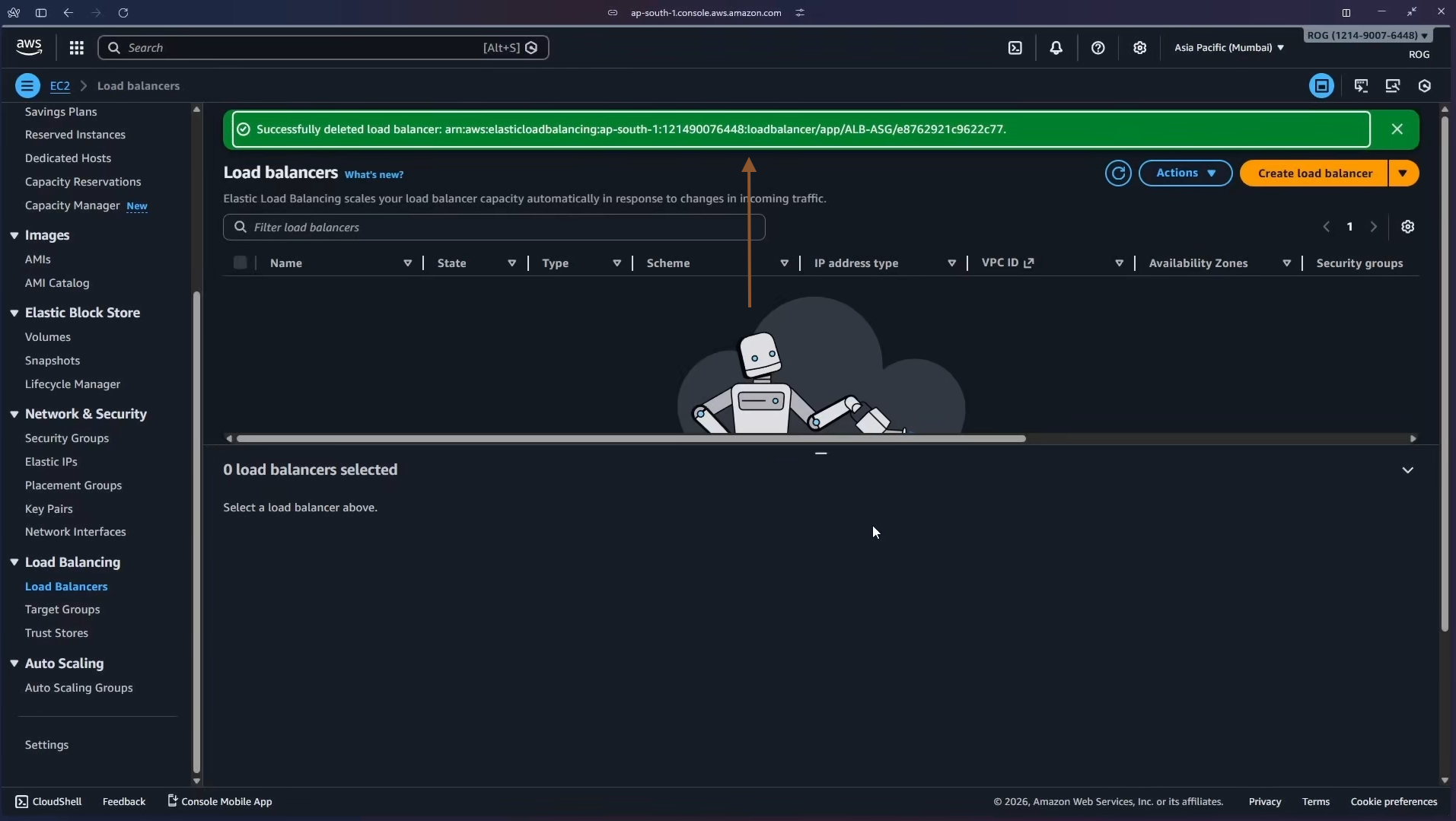 Load Balancers – ALB-ASG deleted successfully